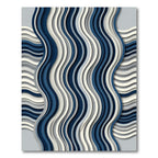 Modern Navy Blue Layered Wavy Rug