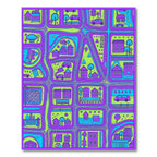 Vibrant Purple Green City Map Rug
