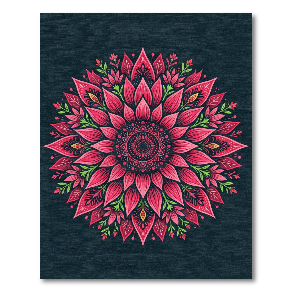Vibrant Pink Mandala Floral Emblem Rug