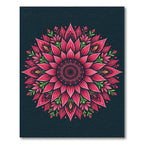 Vibrant Pink Mandala Floral Emblem Rug