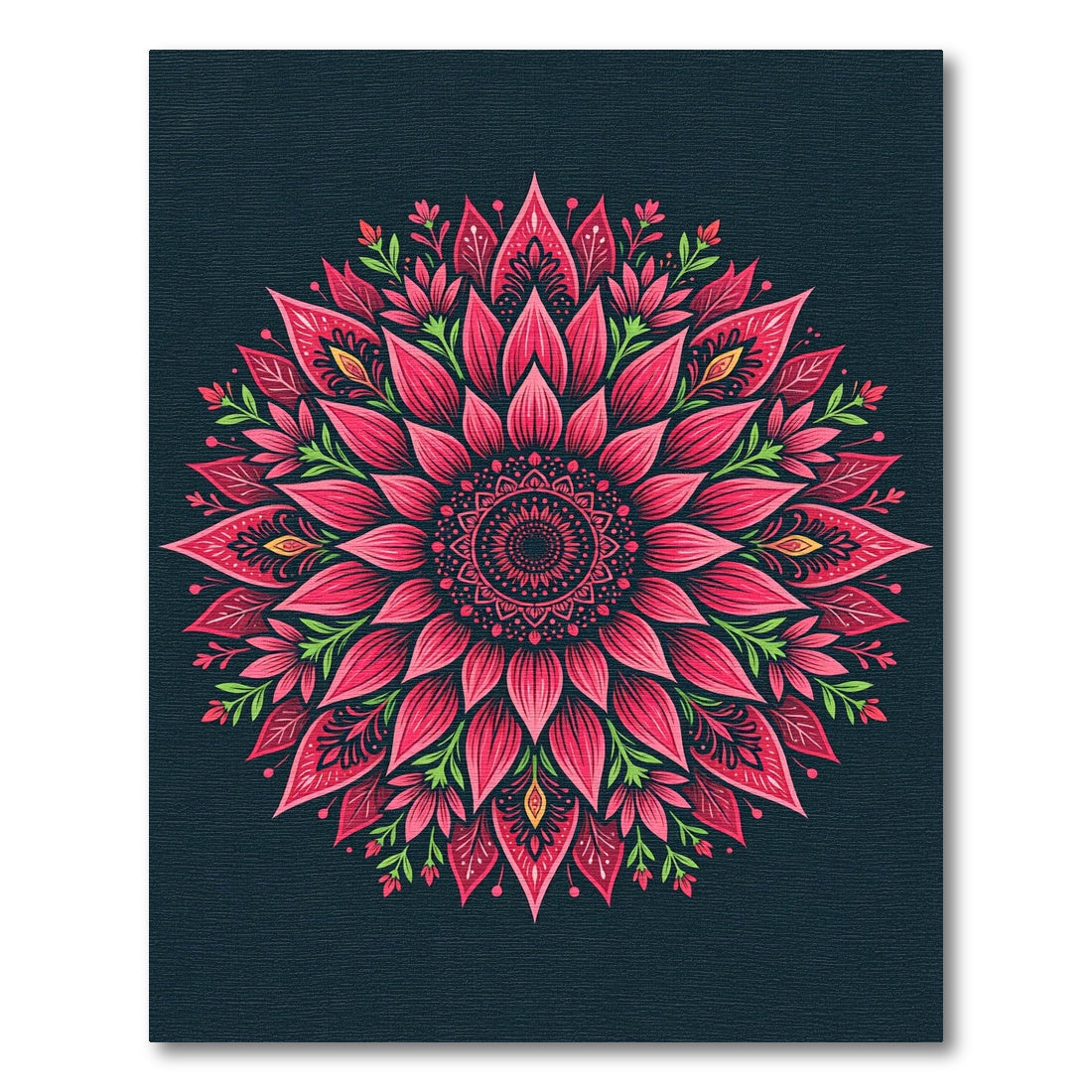 Vibrant Pink Mandala Floral Emblem Rug