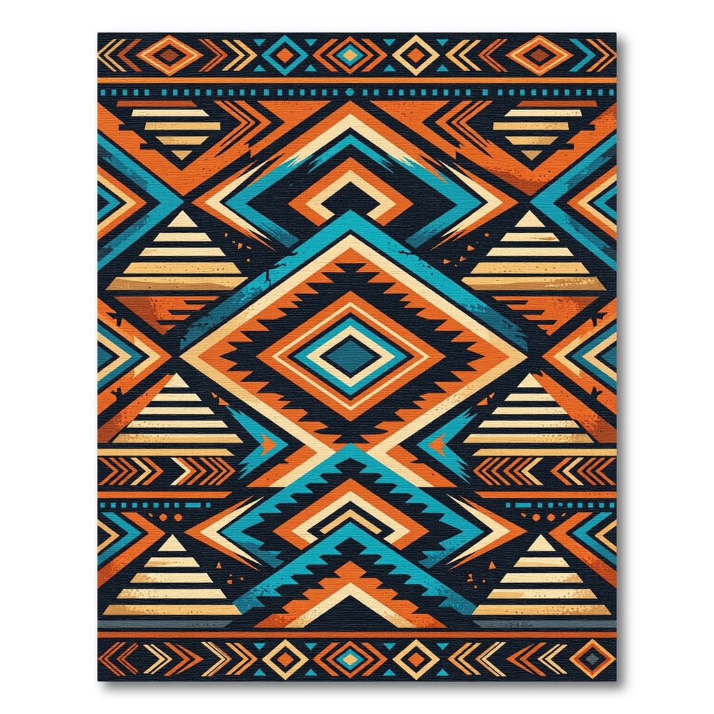 Vibrant Southwest Geometric Diamond Aztec Rug