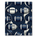 Navy Blue Pigskin Football Grid Rug