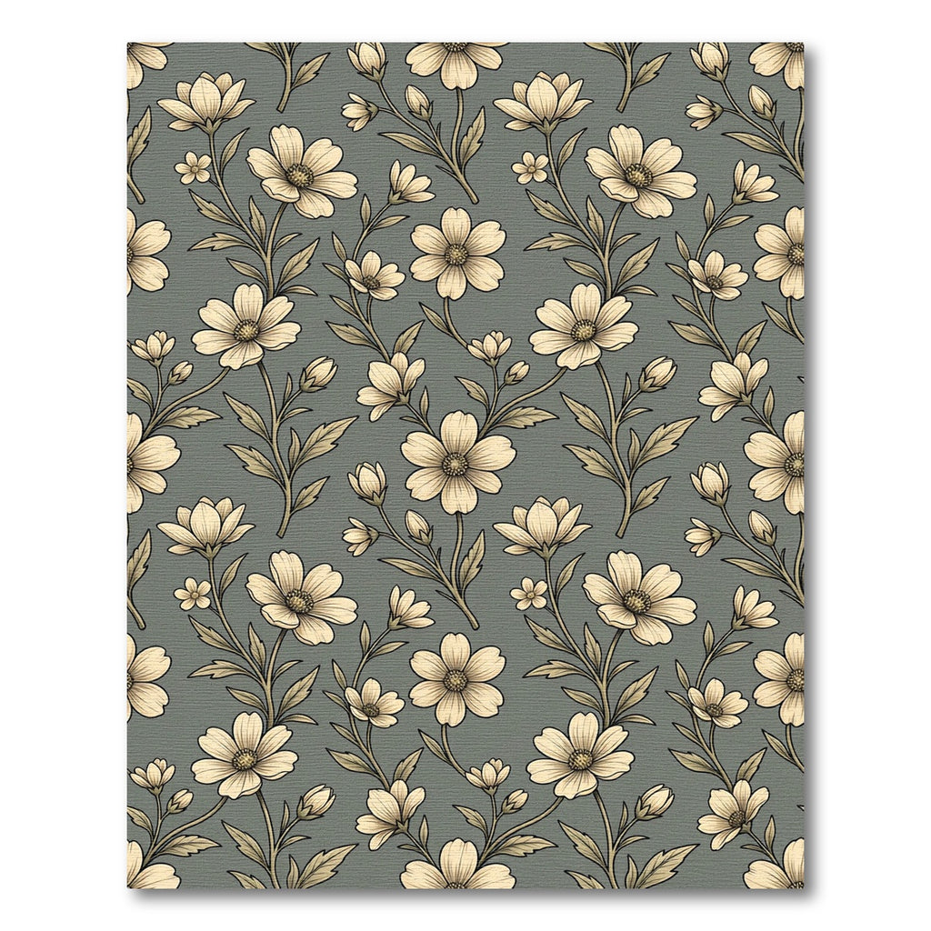 Cream Daisy Floral Scroll Rug
