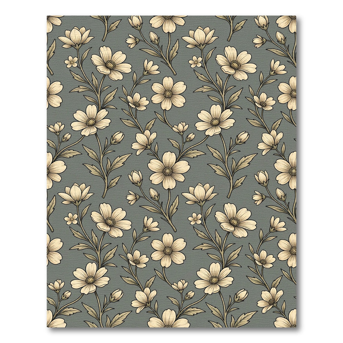 Cream Daisy Floral Scroll Rug