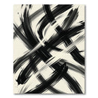 Monochromatic Abstract Black and White Brushstroke Rug