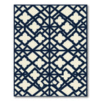 Navy Geometric Quatrefoil Lattice Tile Rug