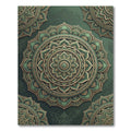 Sage Green Ornamental Floral Mandala Rug