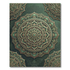 Sage Green Ornamental Floral Mandala Rug