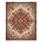 Coral Floral Medallion Scrollwork Rug