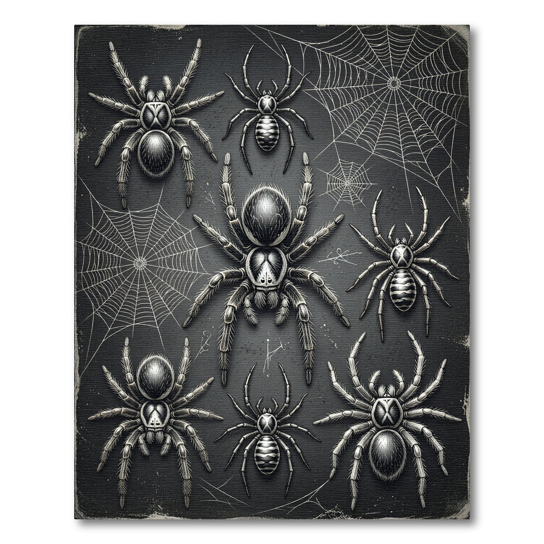 Gothic Monochrome Spider Web Ink Illustration Rug