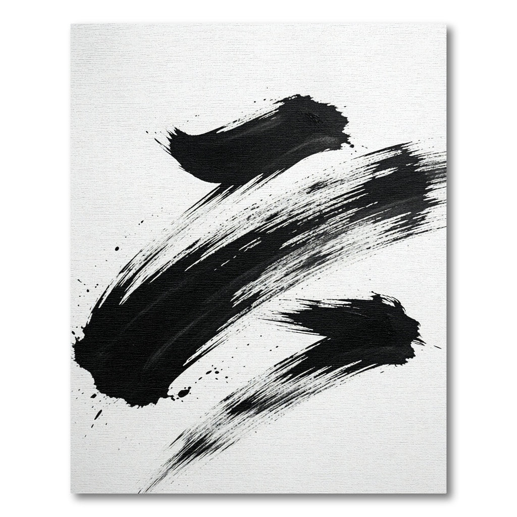 Minimalist Black Ink Brush Stroke Rug