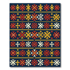 Red Yellow White Geometric Folk Rug