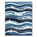 Modern Navy Abstract Oceanic Wave Rug