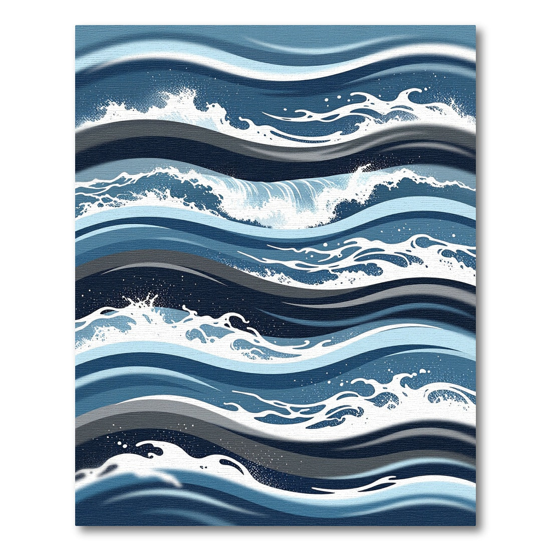 Modern Navy Abstract Oceanic Wave Rug