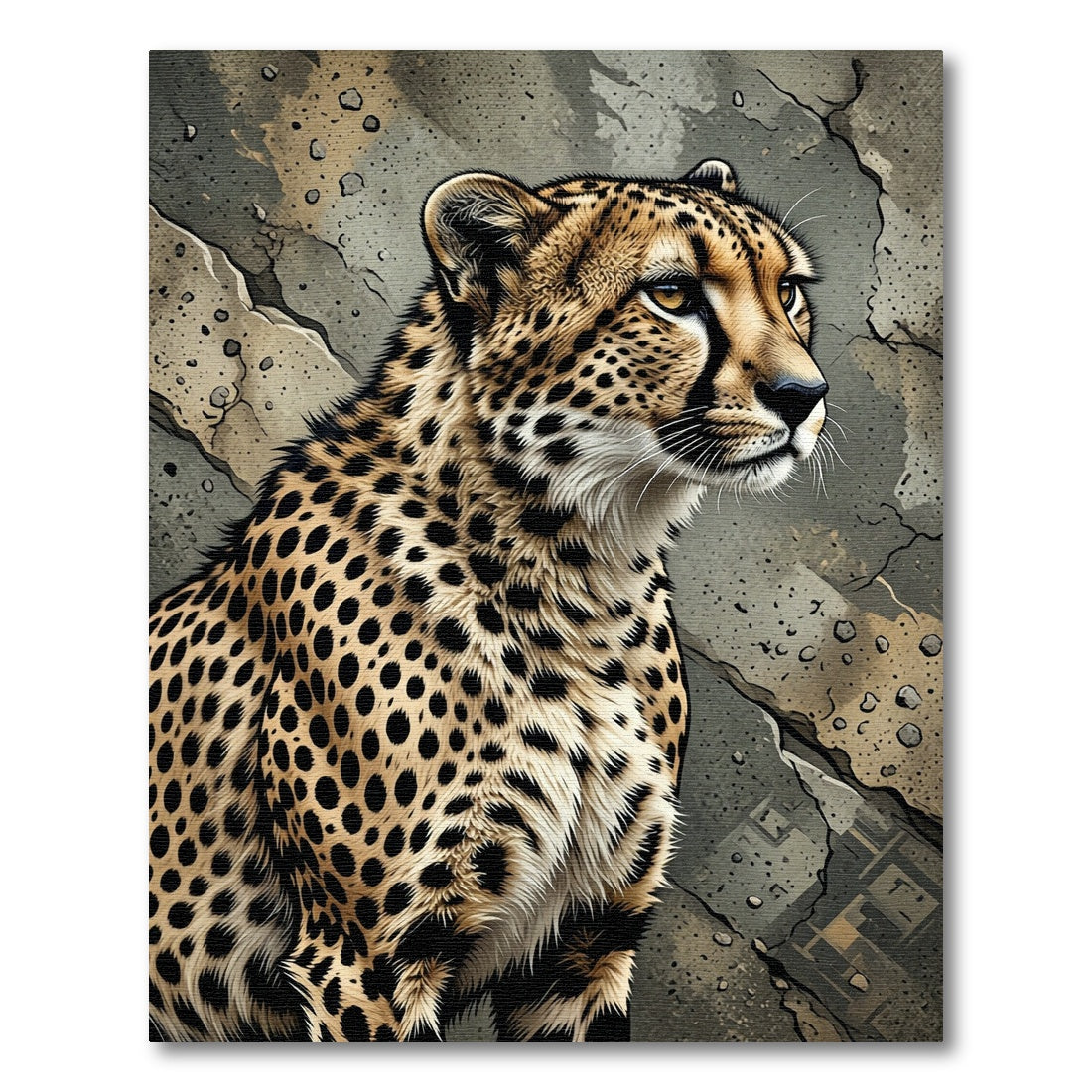 Golden Cheetah Spots On Stone Rug