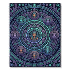 Neon Tribal Mandalas and Celestial Portraits Rug