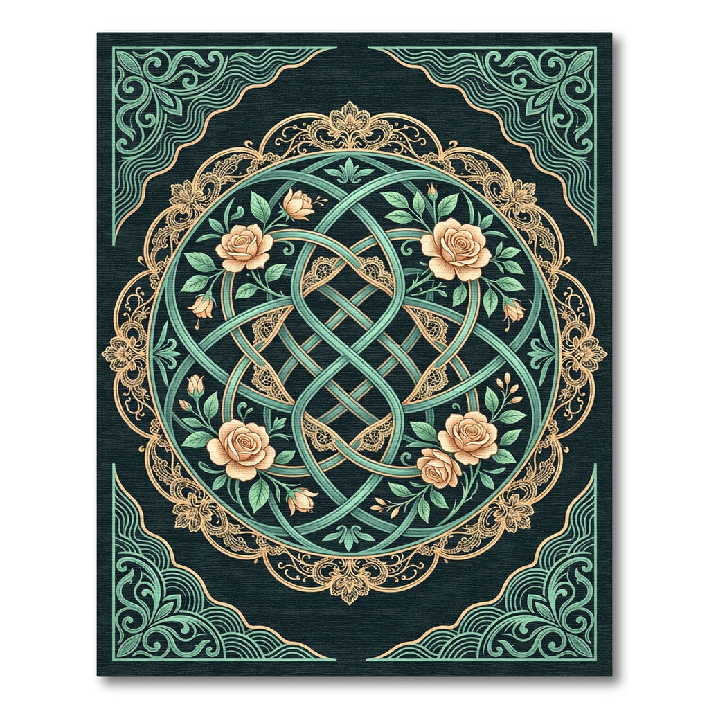 Elegant Sage Rose Intertwined Mandala Rug
