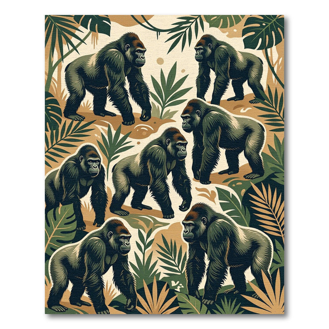 Tropical Jungle Gorilla Forest Floor Rug