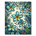 Vibrant Teal Plumeria Tropical Foliage Rug