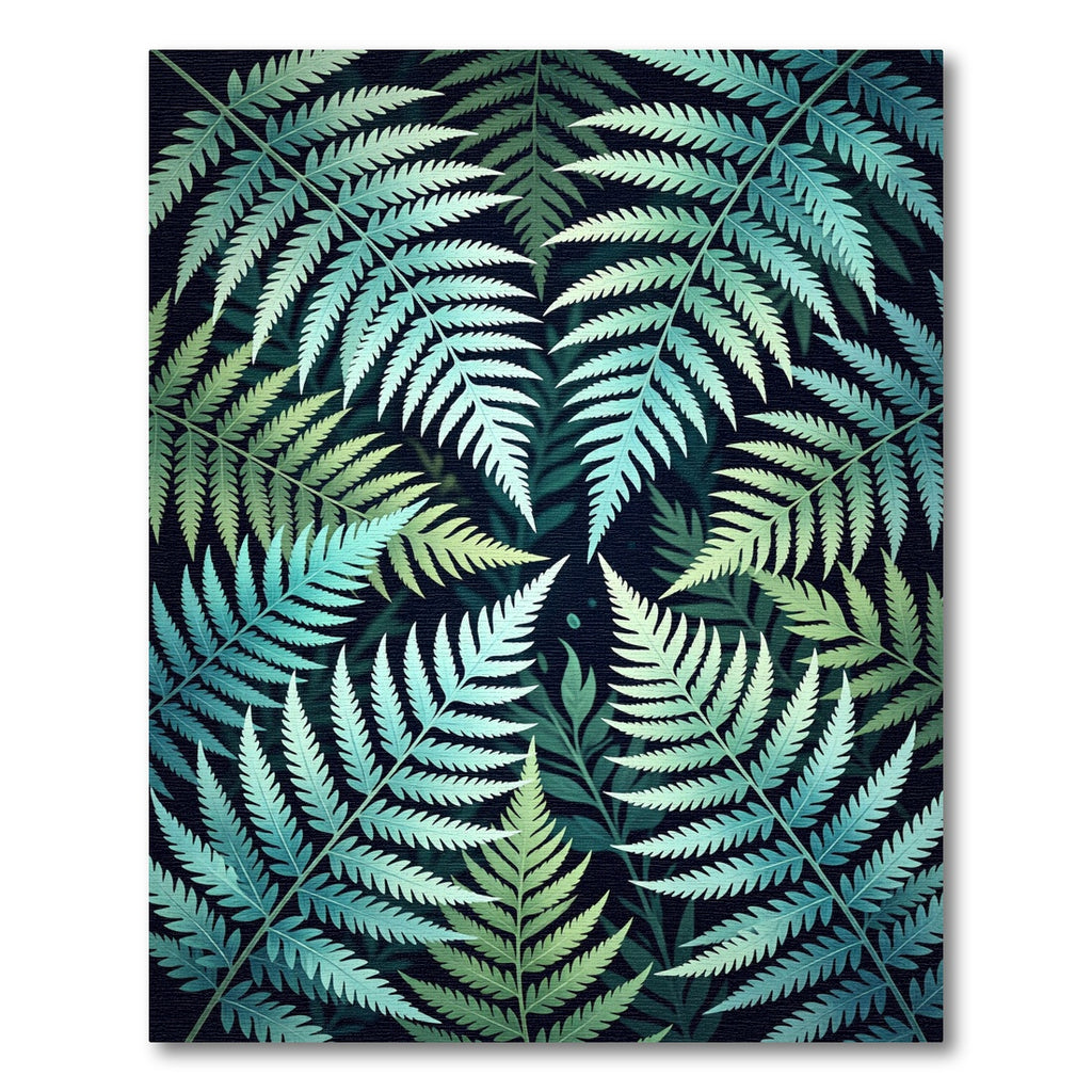 Lush Blue Tropical Fern Leaf Foliage Rug