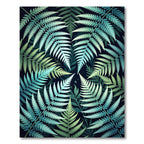 Lush Blue Tropical Fern Leaf Foliage Rug
