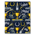 Racing Victory Trophy Celebration Navy Background Rug