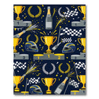 Racing Victory Trophy Celebration Navy Background Rug