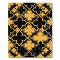 Golden Quatrefoil Tile Black Geometric Tile Rug