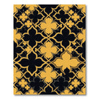 Golden Quatrefoil Tile Black Geometric Tile Rug