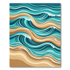 Abstract Teal and Sand Wave Rug