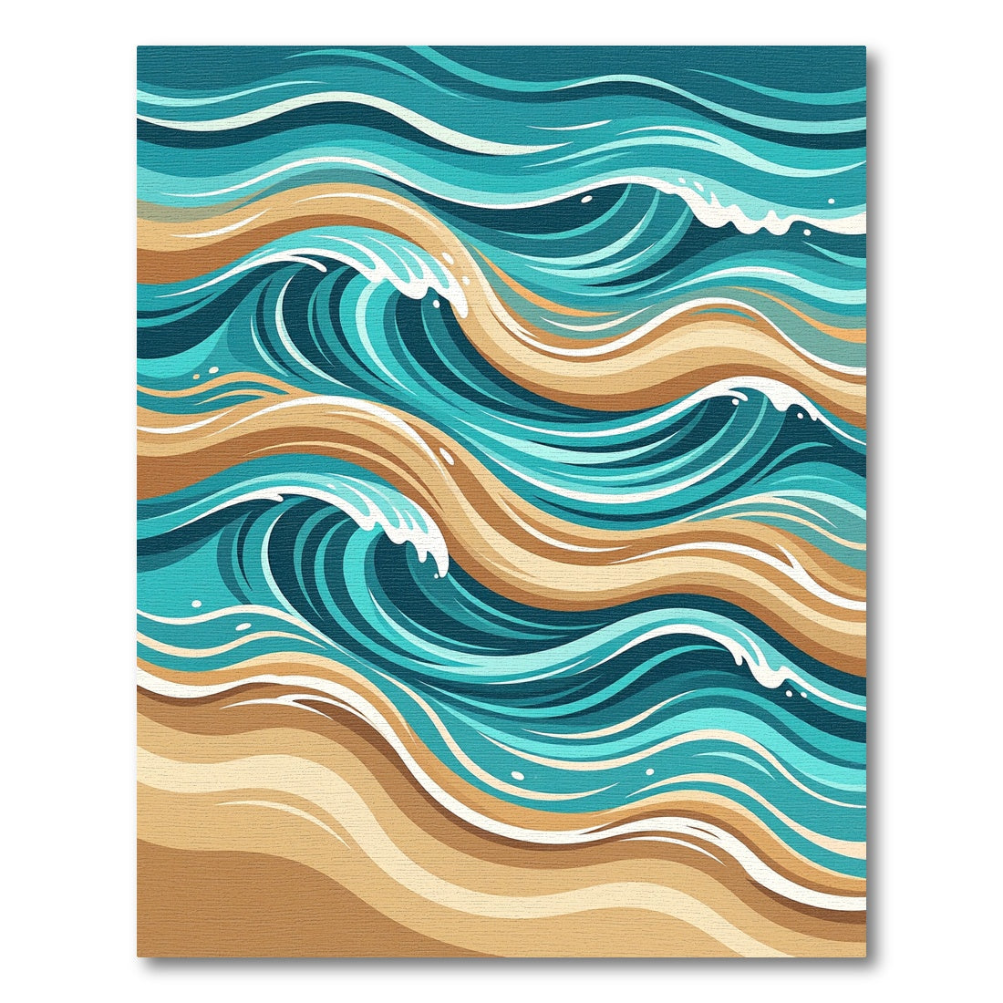Abstract Teal and Sand Wave Rug