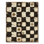 Distressed Monochrome Grid and Star Rug