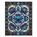 Deep Blue Lotus Mandala Rug
