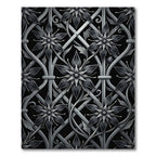 Monochrome Metallic Floral Lattice Trellis Rug