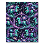 Celestial Teal Unicorn Galaxy Night Rug