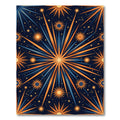 Cosmic Golden Blue Celestial Sunburst Rug