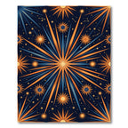 Cosmic Golden Blue Celestial Sunburst Rug
