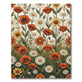 Vibrant Orange Poppy and Daisy Meadow Rug