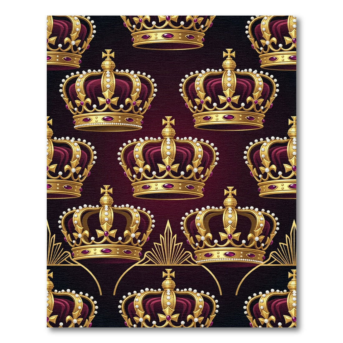 Regal Gold Crown Deep Burgundy Tapestry Rug