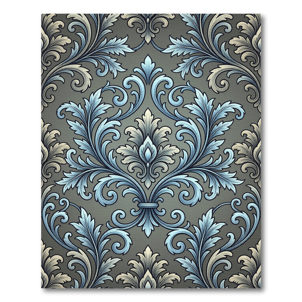 Antique Blue Acanthus Scroll Medallion Rug