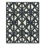 Dark Gray Intersecting Lattice Geometric Rug