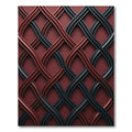 Interwoven Crimson and Charcoal Wave Lattice Rug