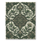 Deep Forest Green Ornate Foliage Medallion Rug