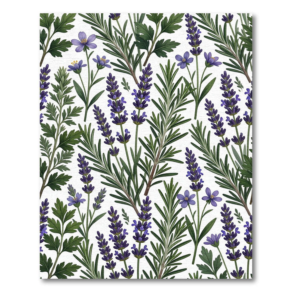 Purple Lavender Greenery Floral Tile Rug