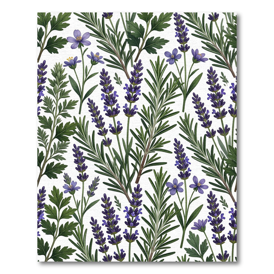 Purple Lavender Greenery Floral Tile Rug