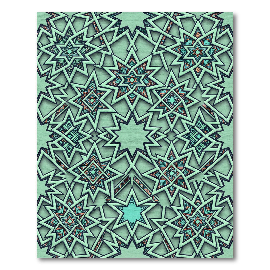 Sage Geometric Starburst Tile Mosaic Rug