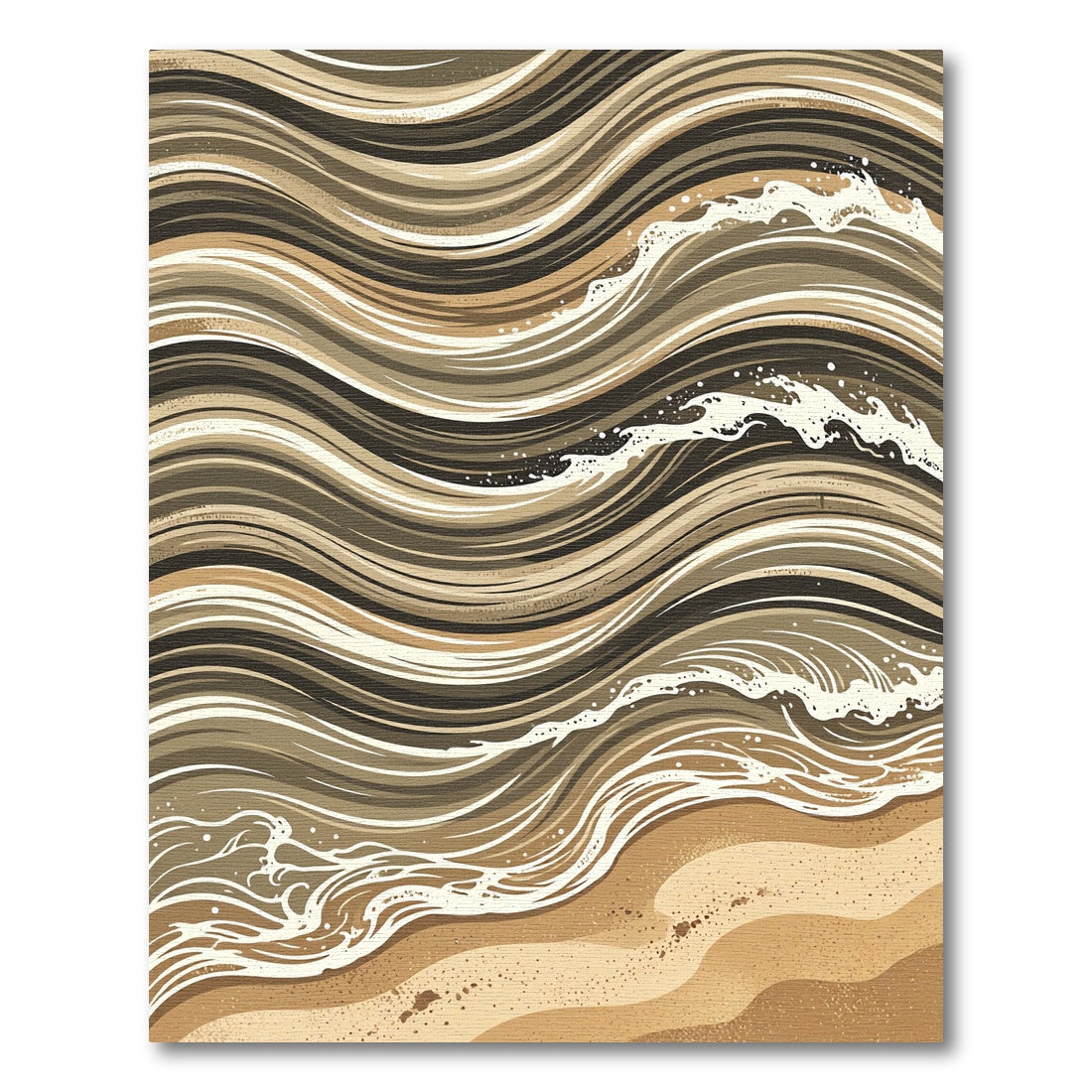 Earthy Tones Abstract Wave Rendering Rug