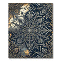 Elegant Navy Gold Ornate Floral Medallion Rug