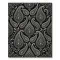 Elaborate Silver Paisley Black Background Rug